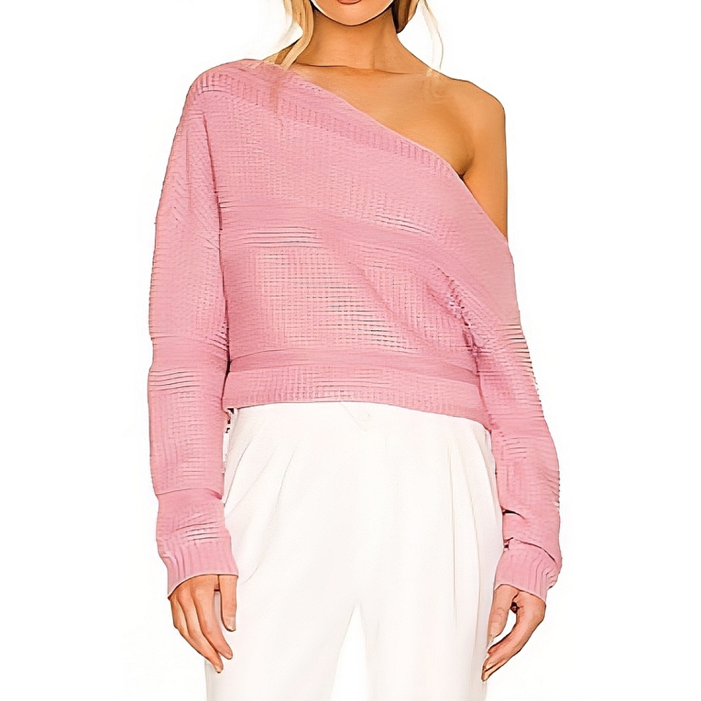 Lovers + Friends Porto Santo Off The Shoulder Knitted Cropped‎ Sweater Top